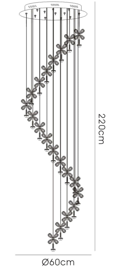 Diyas Aviva 60cm  20 Light 4000K LED Polished Chrome/Crystal Ceiling Pendant Light Fitting