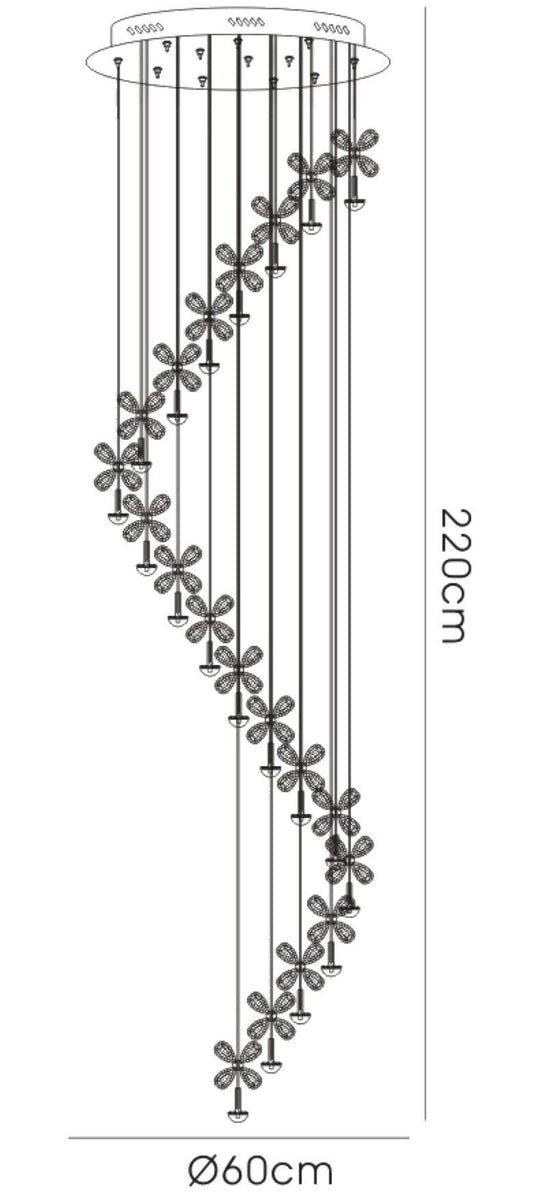 Diyas Aviva 60cm  20 Light 4000K LED Polished Chrome/Crystal Ceiling Pendant Light Fitting