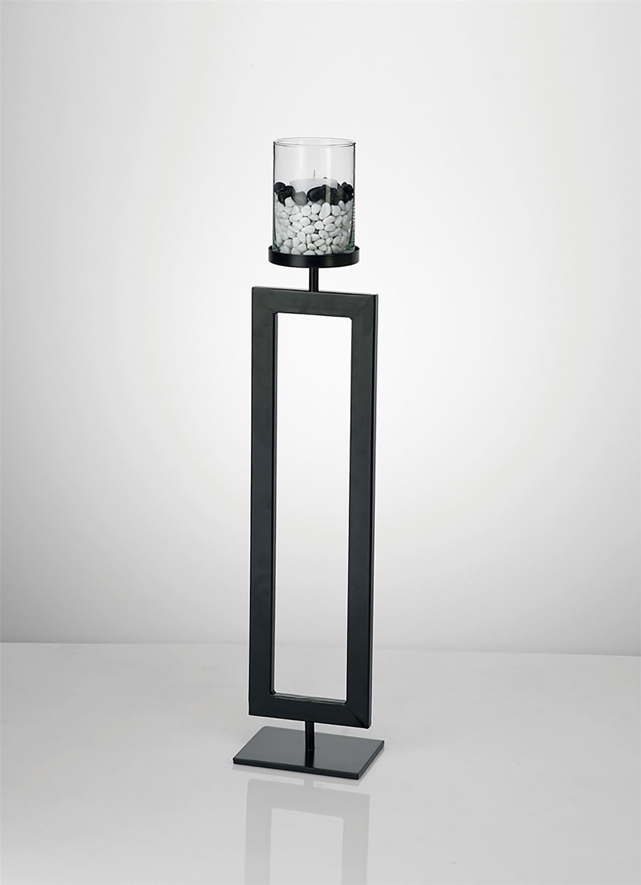 Diyas Home (DH) Nerissa Candle Holder 76cm Black/Clear Glass Art