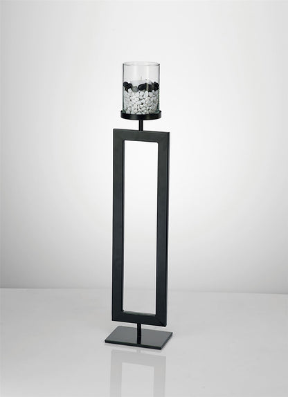 Diyas Home (DH) Nerissa Candle Holder 76cm Black/Clear Glass Art