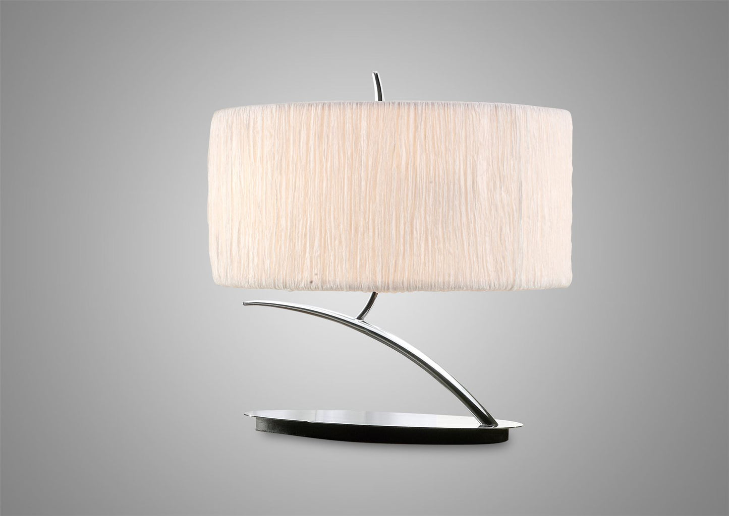Mantra M1138 Eve Table Lamp 2 Light E27 Small, Polished Chrome with White Oval Shade