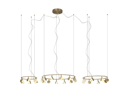 Mantra Shell 86cm 12+8+4 Light Pendant, Round, 120W LED, 3000K, 6360lm, Gold, 3yrs Warranty