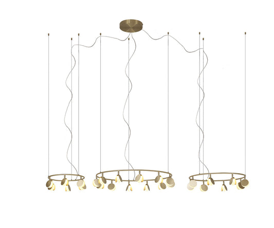 Mantra Shell 86cm 12+8+4 Light Pendant, Round, 120W LED, 3000K, 6360lm, Gold, 3yrs Warranty