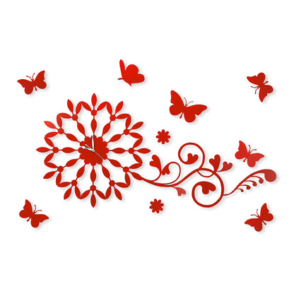Diyas Home (DH) Infinity Butterfly Wall Art Clock Red/Crystal Wall