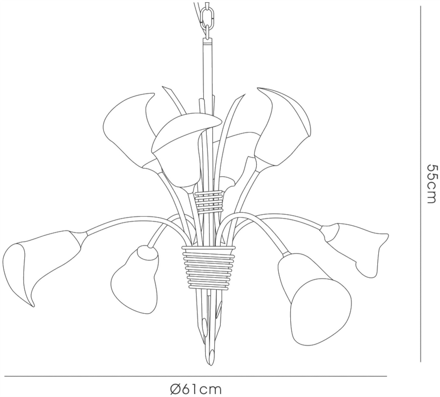 Diyas Ancona 61cm  8 Light G9 Satin French Gold/Frosted Glass Ceiling Pendant Light Fitting