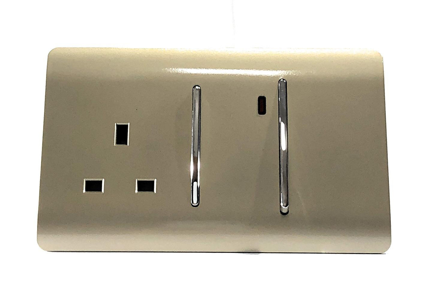 Trendi Artistic Modern 45 A Cooker Switch Inc Plug Socket & Neon Insert Gold