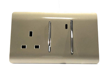 Trendi Artistic Modern 45 A Cooker Switch Inc Plug Socket & Neon Insert Gold