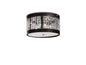 Diyas Celsa 35cm Flush  3 Light E14 Polished Chrome/Dark Brown Faux Leather/Crystal Ceiling Light Fitting