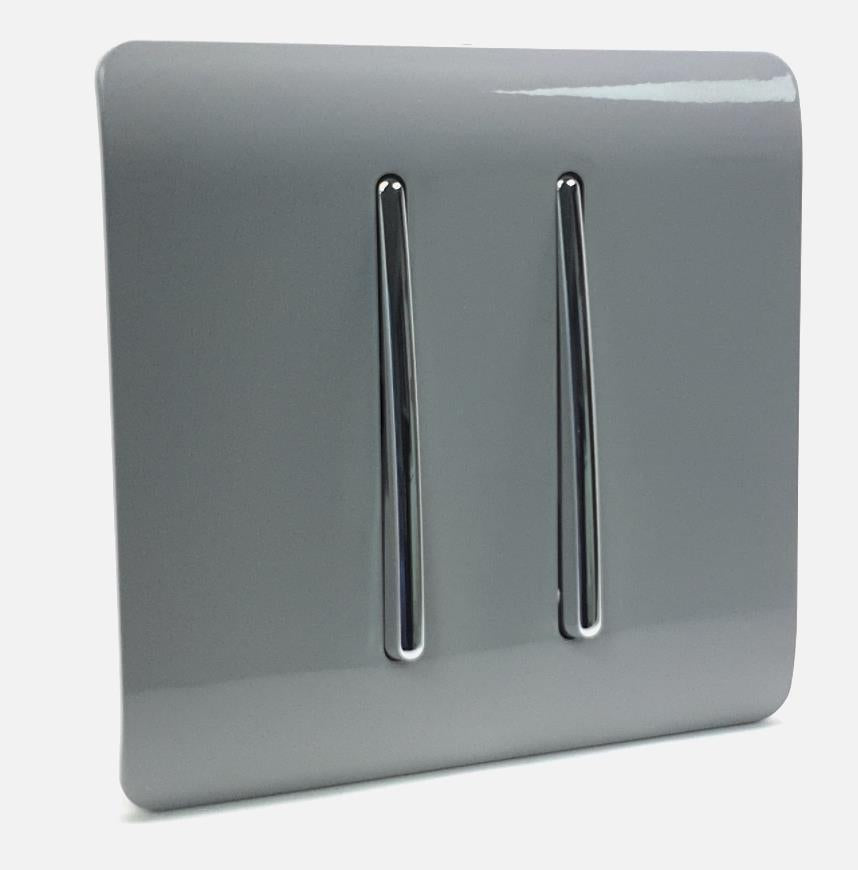 Trendi 2 Gang Artistic Modern Glossy Tactile Home Automation Switch Light Grey
