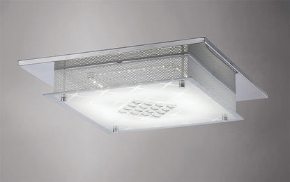 Diyas Ines Square Flush  75 X 0.72W LED 3600K Polished Chrome/Crystal, 3yrs Warranty Crystal Ceiling Light Fitting