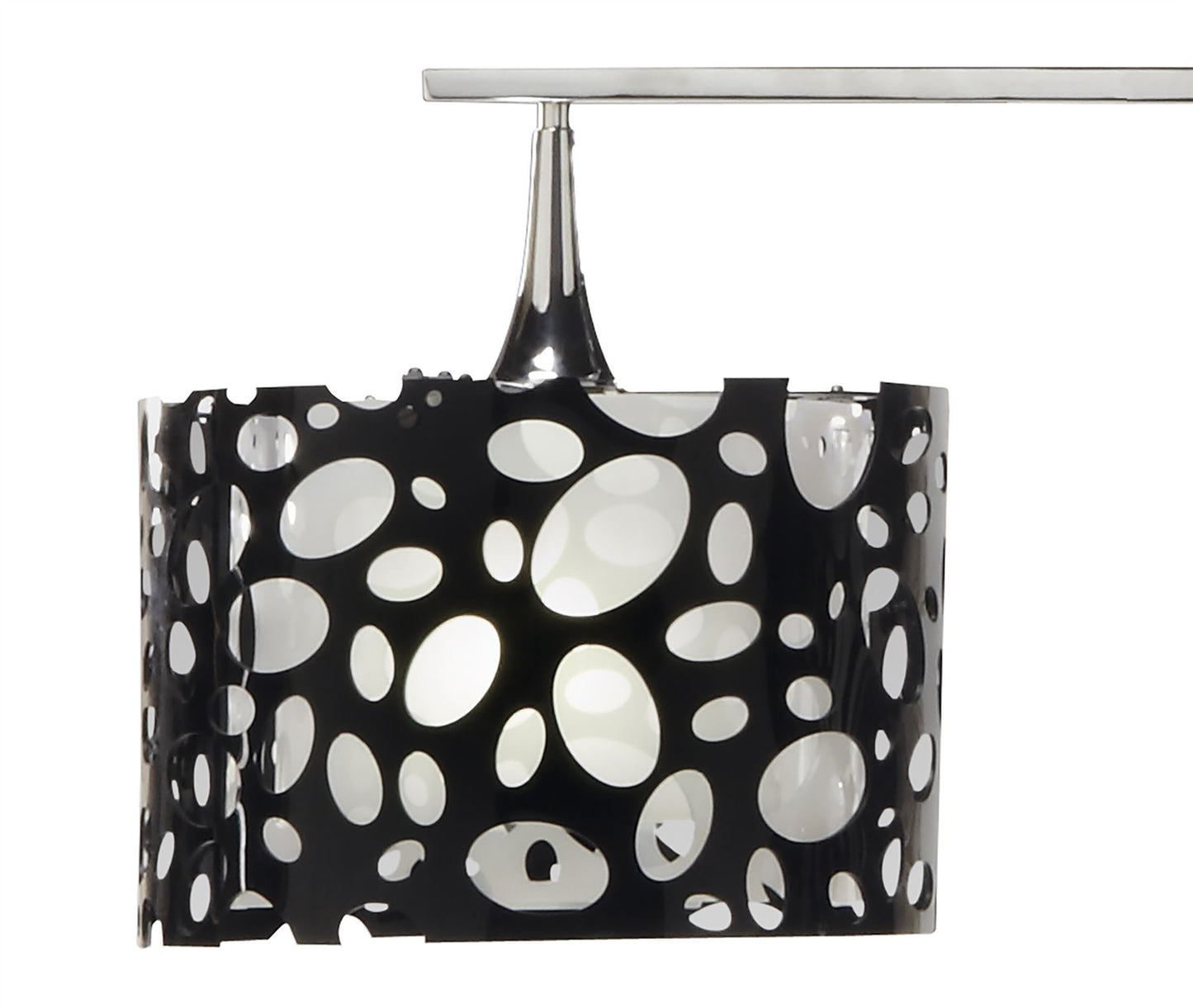 Mantra Lupin Linear Pendant 2 Light E27, Gloss Black, White Acrylic, Polished Chrome, CFL Lamps INCLUDED