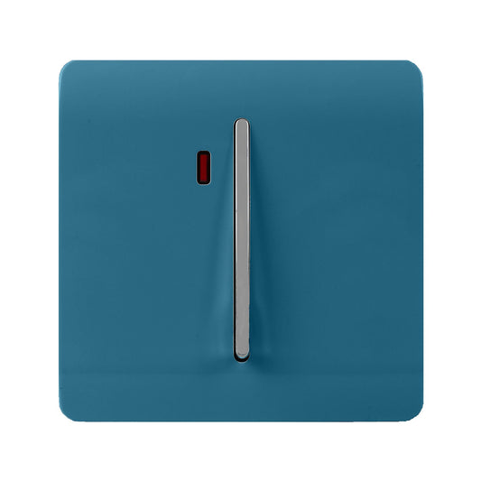 Trendi Artistic Modern Glossy 45 A Tactile Light Switch & Neon Insert Ocean Blue