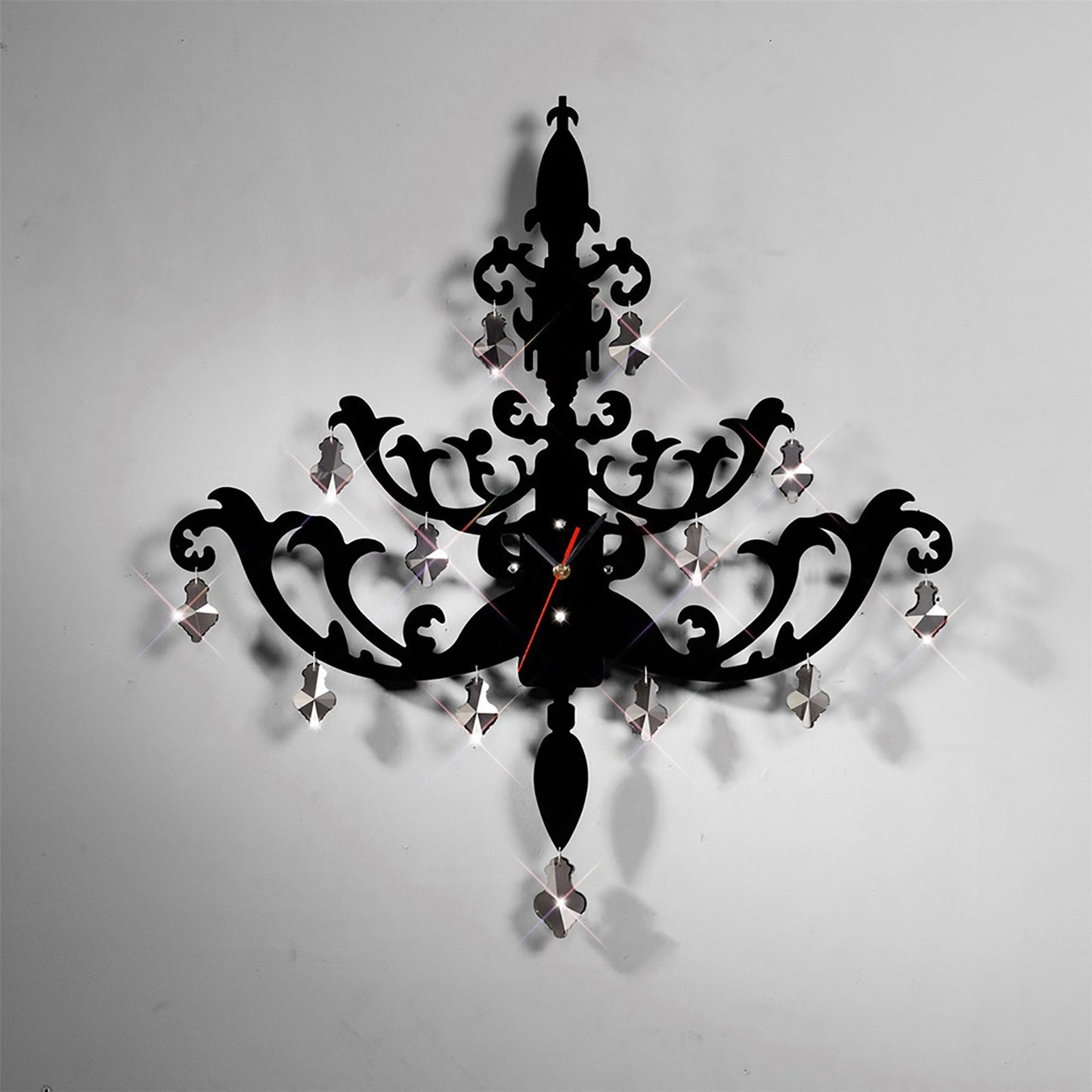 Diyas Home (DH) Infinity Chandelier Clock Black/Smoked Crystal/Clear Crystal
