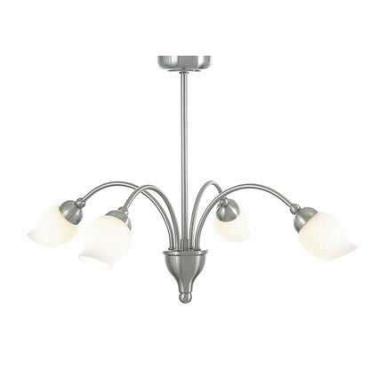 Diyas Rimini 51cm  4 Light G9 Satin Chrome/Opal Glass Ceiling Pendant Light Fitting