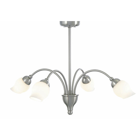 Diyas Rimini 51cm  4 Light G9 Satin Chrome/Opal Glass Ceiling Pendant Light Fitting