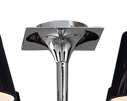 Mantra M0344 Siena Semi Ceiling Round 6 Light E14, Polished Chrome with Black Shades and Black Crystal