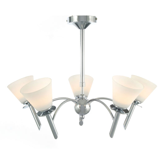 Diyas Kristina 45cm  5 Light G9 Polished Chrome/Opal Glass Ceiling Pendant Light Fitting