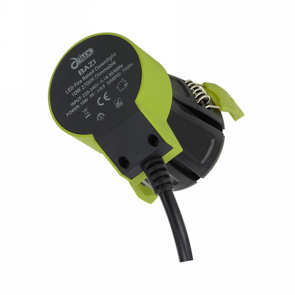 Dlux Bazi, 10W, 350mA Fire Rated Downlight, Dimmable LED Engine, TRIM REQUIRED, Cut Out: 70mm, 760lm, 38° Deg, 2700K, IP65/54, DRIVER INC., 5yrs Warranty