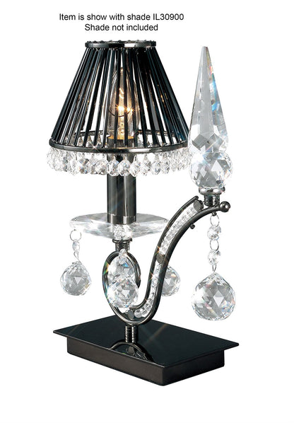 Diyas Tara Crystal Table Lamp 1 Light E14 Black Chrome, NOT LED/CFL Compatible