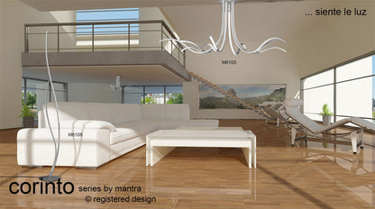 Mantra M6108 Corinto Floor Lamp 174cm, 30W LED, 3000K, 2400lm Dimmable, Silver Chrome, 3yrs Warranty