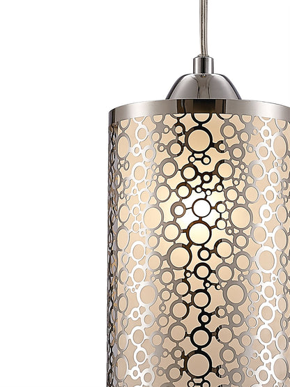Deco Charon Single Circle Pattern Pendant 1 Light E27 Polished Chrome