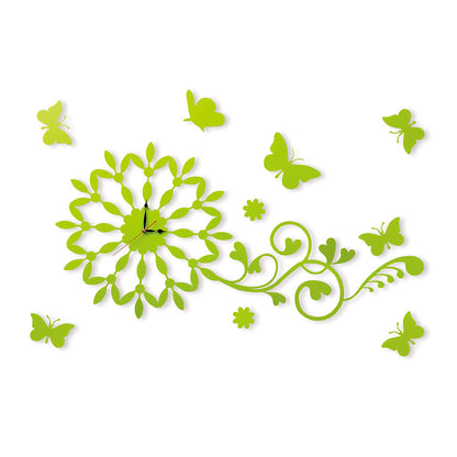 Diyas Home (DH) Infinity Butterfly Wall Art Clock Green/Crystal Wall