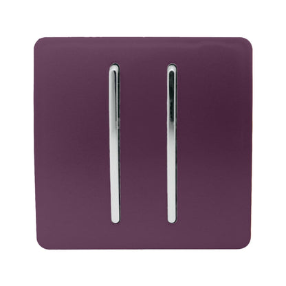 Trendi 2 Gang 2 Way Artistic Modern Glossy 10 Amp Rocker Tactile Light Switch Plum