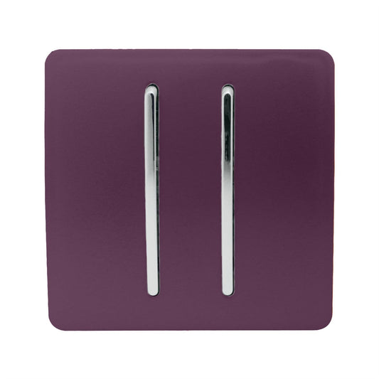 Trendi 2 Gang 2 Way Artistic Modern Glossy 10 Amp Rocker Tactile Light Switch Plum