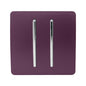 Trendi 2 Gang 2 Way Artistic Modern Glossy 10 Amp Rocker Tactile Light Switch Plum