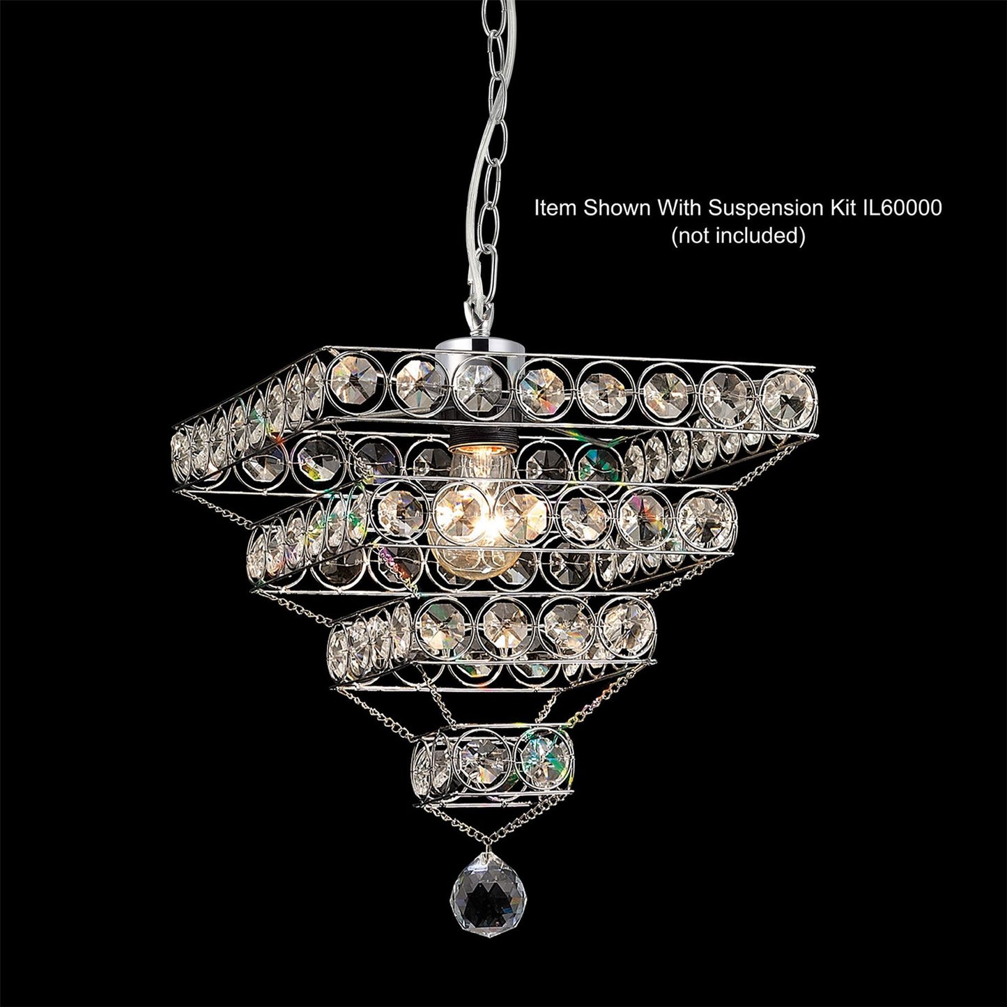 Diyas Kudo Crystal Pyramid Non-Electric SHADE ONLY Polished Chrome/Crystal