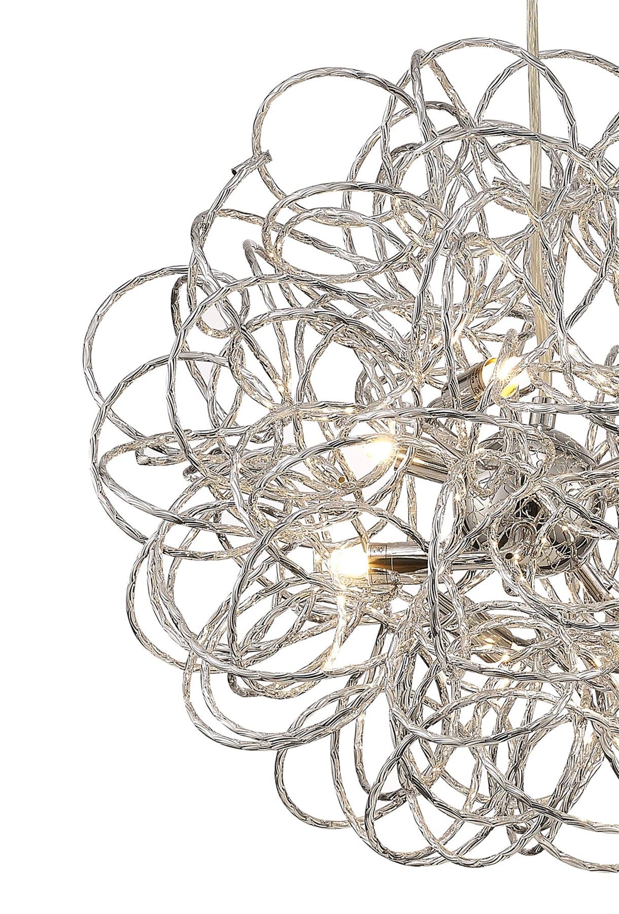 Deco Cassidy Pendant Round Interwinding Aluminium 6 Light G9 Silver/Chrome