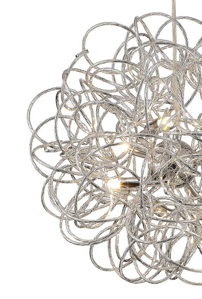 Deco Cassidy Pendant Round Interwinding Aluminium 6 Light G9 Silver/Chrome