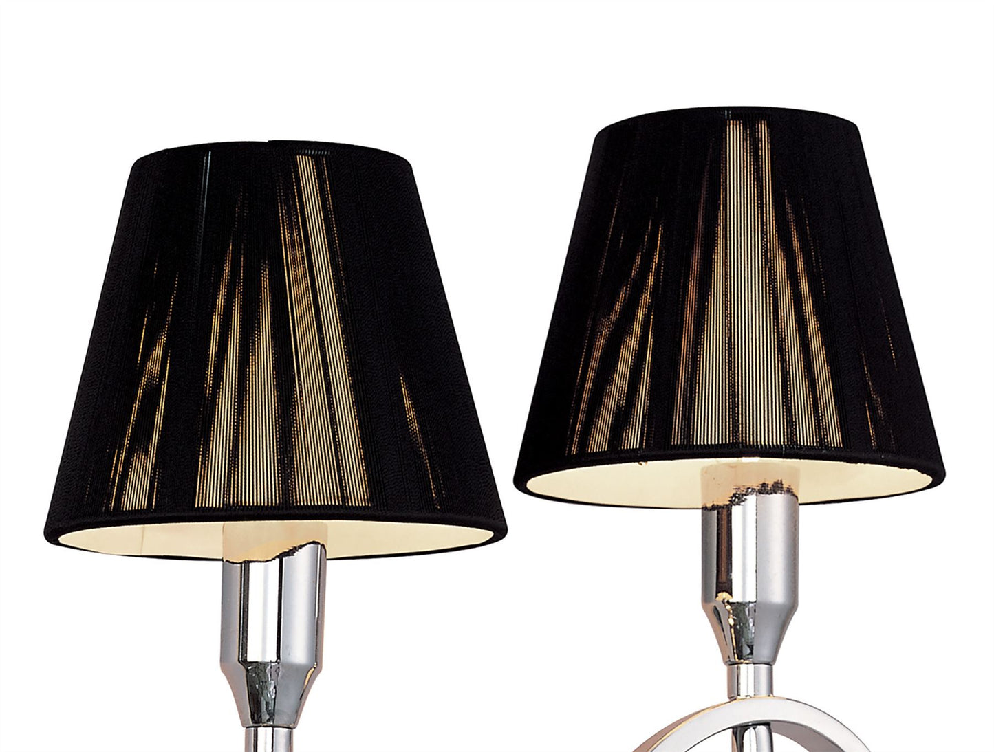 Mantra Siena Wall Light Switched 2 Light E14, Polished Chrome with Black Shades and Black Crystal
