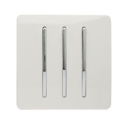 Trendi 3 Gang 2 Way Artistic Modern 10 Amp Rocker Light Switch White ART-SS6WH