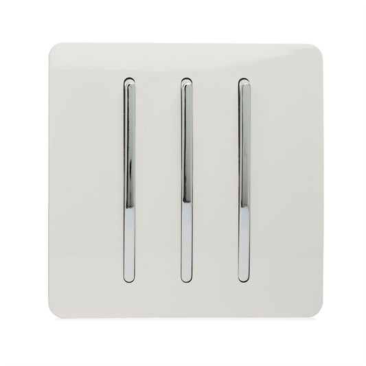Trendi 3 Gang 2 Way Artistic Modern 10 Amp Rocker Light Switch White ART-SS6WH