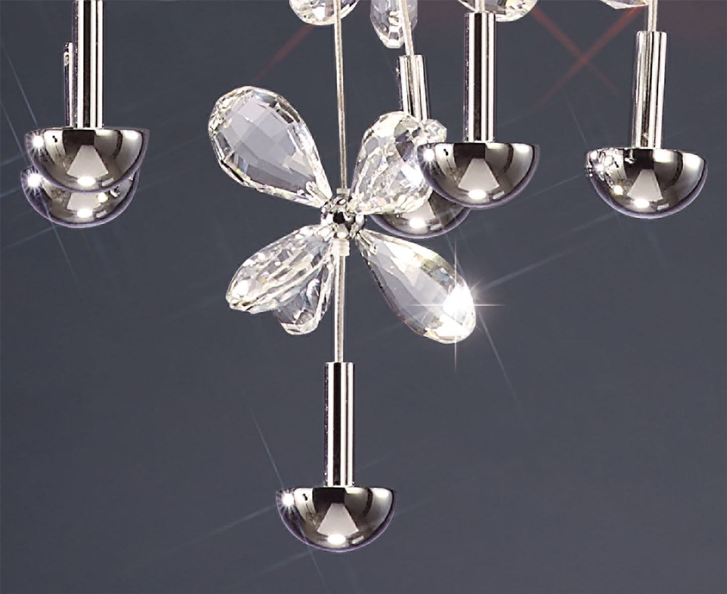 Diyas Aviva 50cm  Round 16 Light 4000K LED Polished Chrome/Crystal Ceiling Pendant Light Fitting
