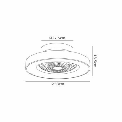 Tibet Mini 53cm 70W LED Dimmable Ceiling Light With 35W DC Reversible Fan, Remote, 3900lm, White, 5yrs Warranty