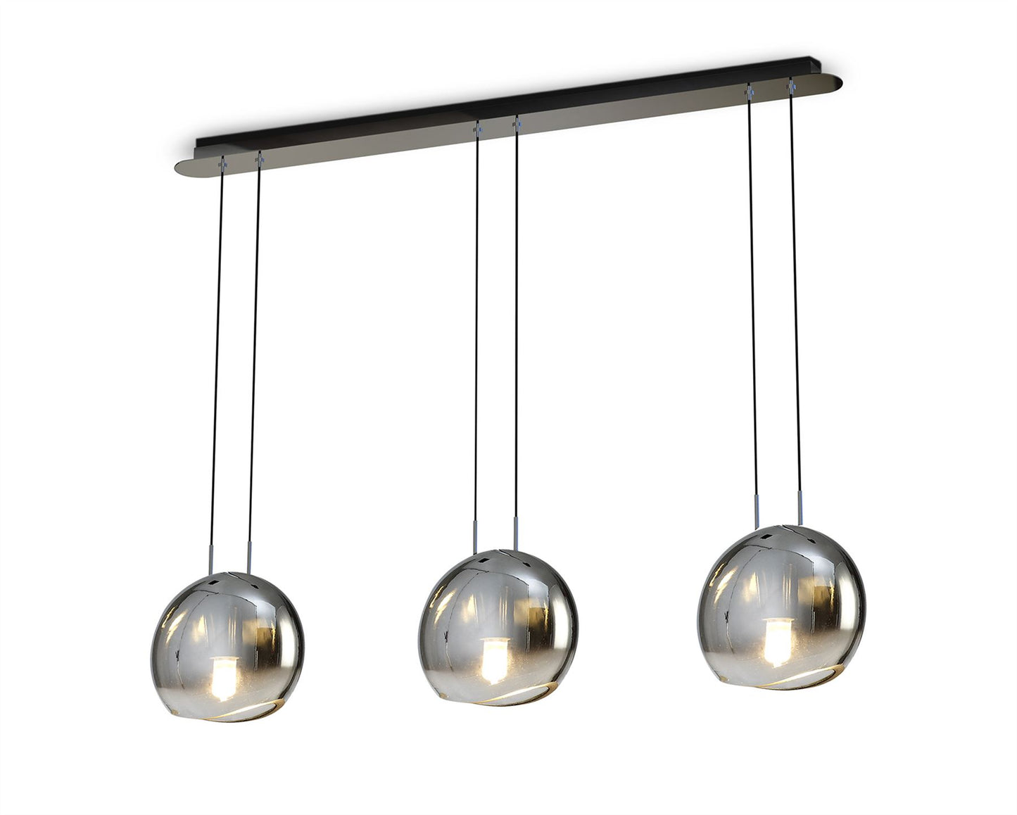 Mantra Lens Linear Pendant, 3 x E14 (Max 40W) Chrome Glass