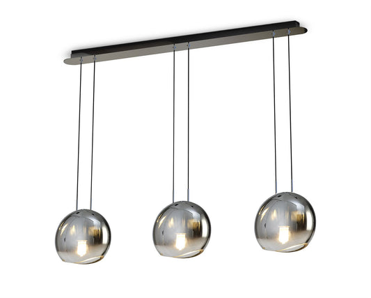 Mantra Lens Linear Pendant, 3 x E14 (Max 40W) Chrome Glass