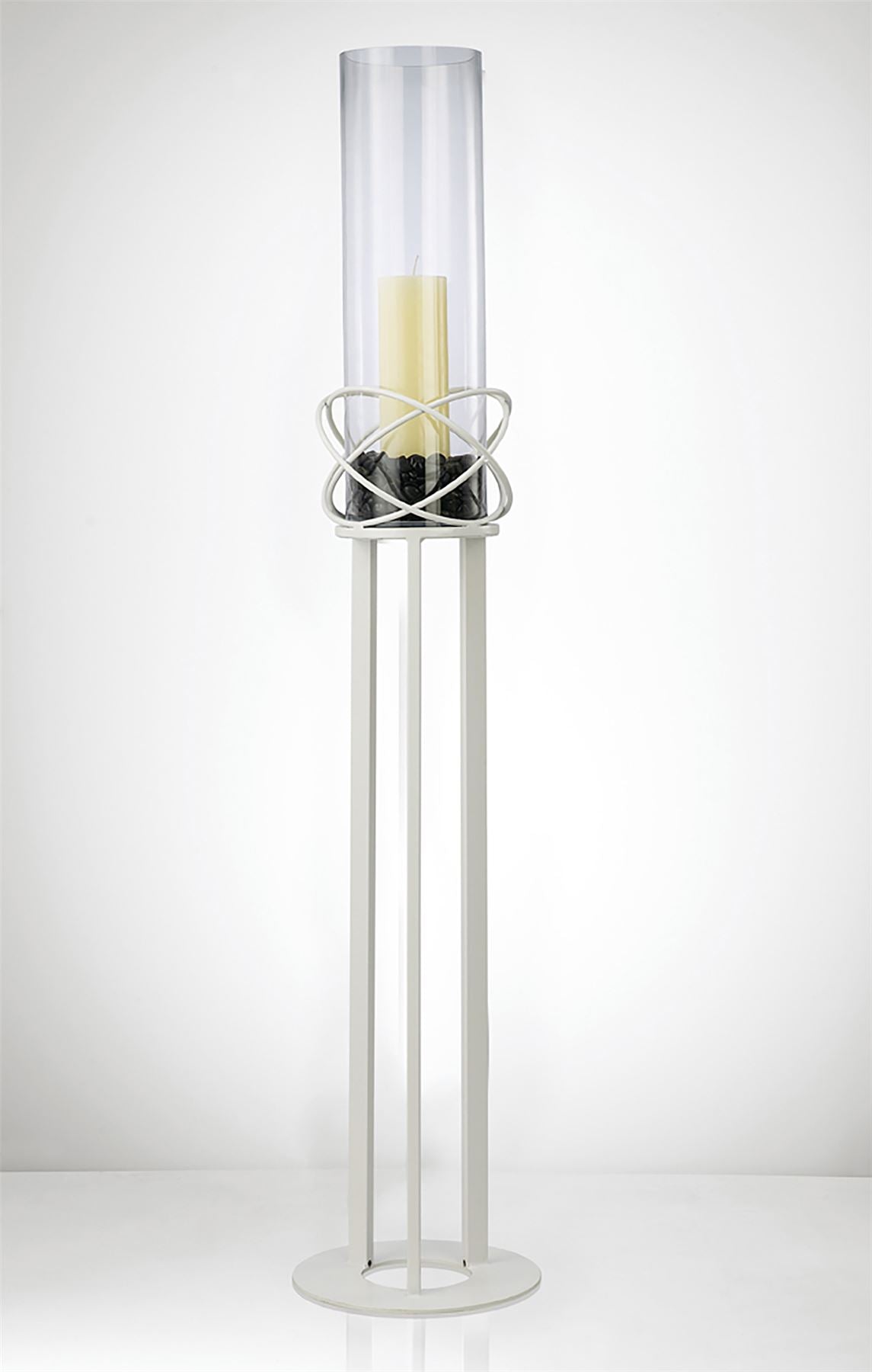Diyas Home (DH) Oriana Floor Lamp Candle Holder 96Cm White/Clear Glass