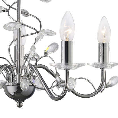 Diyas Willow 50cm  WITHOUT SHADE 5 Light E14 Polished Chrome/Crystal Ceiling Pendant Light Fitting
