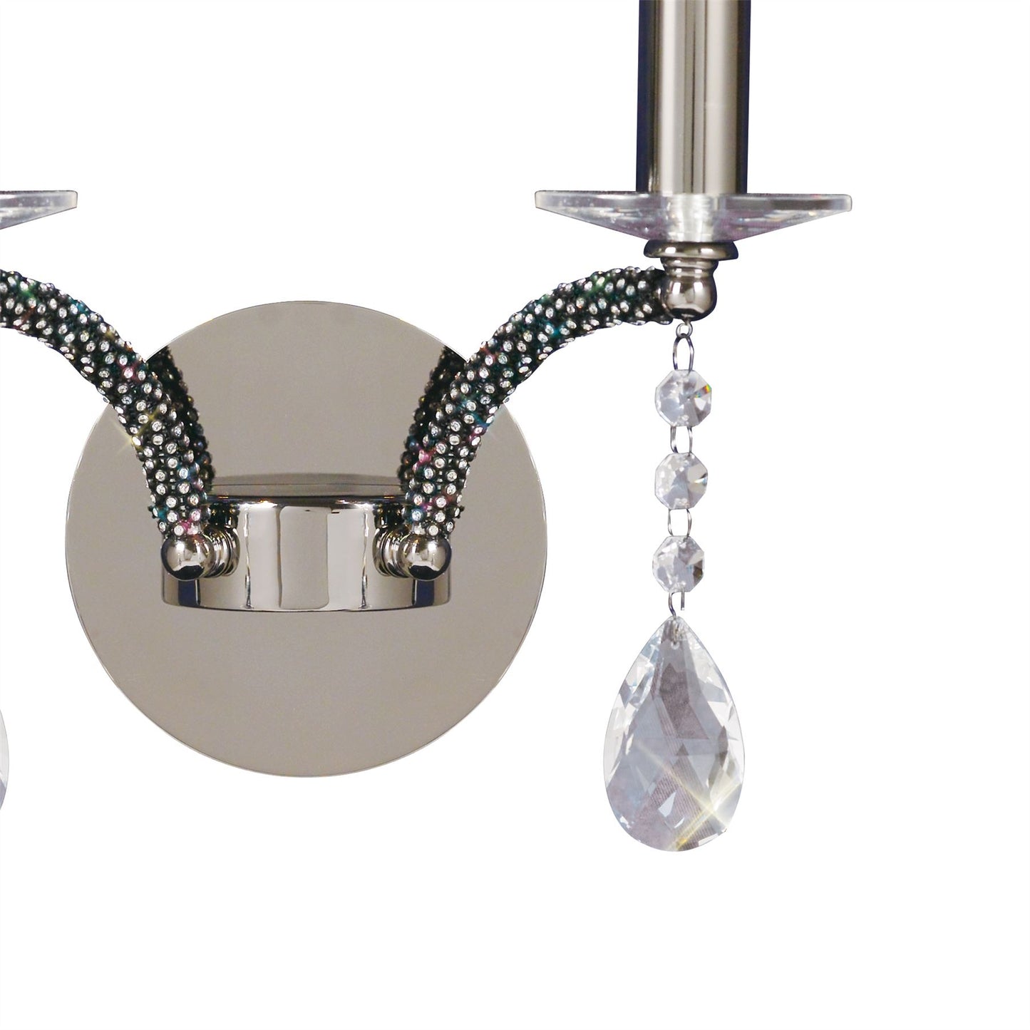 Diyas Fiore Wall Light Switched 2 Light E14 Black Chrome/Crystal