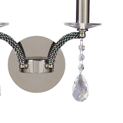 Diyas Fiore Wall Light Switched 2 Light E14 Black Chrome/Crystal