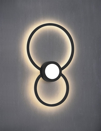 Mantra Fusion Mural Wall Light Circles, 24W, 3000K, 1440lm, Matt Black, 3yrs Warranty