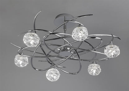 Mantra M3942 Maremagnum Telescopic Semi Flush Convertible 6 Light G9, Polished Chrome