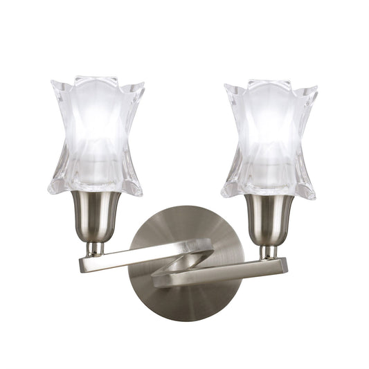 Mantra Alaska GU10 Wall Light Switched 2 Light L1/SGU10, Satin Nickel, CFL Lamps INCLUDED