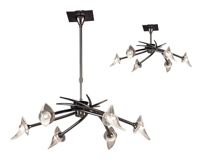 Mantra Flavia 73cm Telescopic Pendant Convertible To Semi Flush Round 6 Light G9, Black Chrome