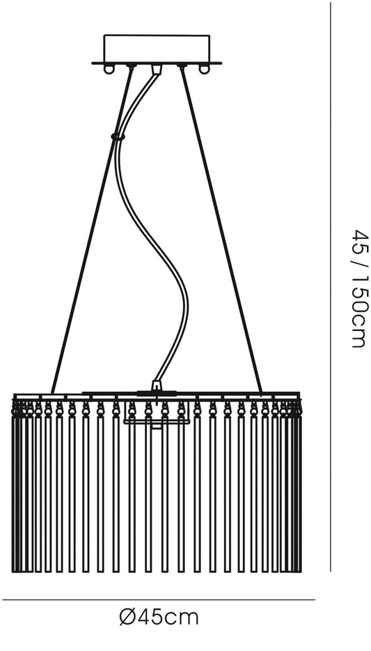 Diyas Zanthe 45cm  Round 10 Light G9 Polished Chrome/Clear Glass Ceiling Pendant Light Fitting