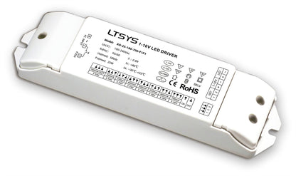 LTECH 1-10V Constant Current 0/1-10V, PWM, Resistor, Push Dim, 0.5-25W, C. Current Dimmable Driver, 180/250/350/400/500/550/600/700mA, DC:3-54V, EFF>85%, 3yrs Warranty