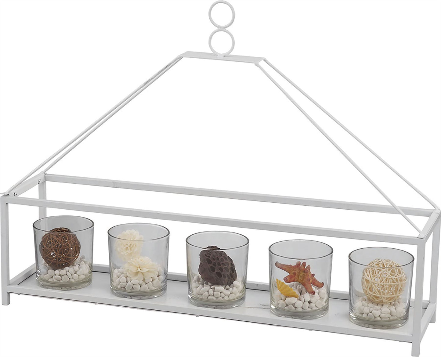 Diyas Home (DH) Athena 4 Candle Holder Large White/Clear Glass Art